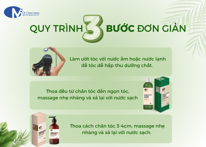Các bước sử dụng của Damage Repair Dandruff Shampoo