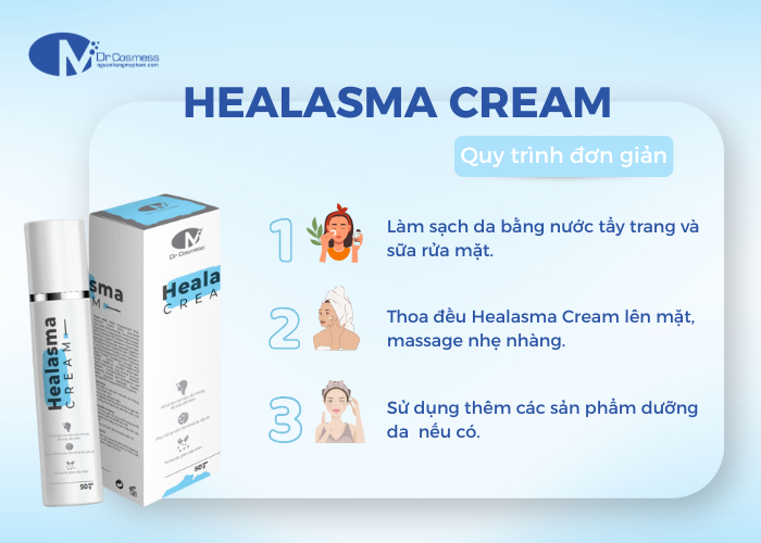 Các bước sử dụng của kem trị nám Healasma Cream