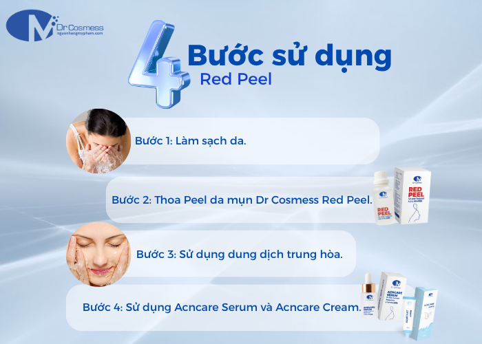 Hướng dẫn sử dụng Peel da mụn Dr Cosmess Red Peel