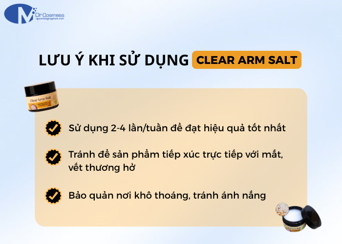 Lưu ý khi sử dụng muối tẩy tế bào chết nách Clear Arm Salt