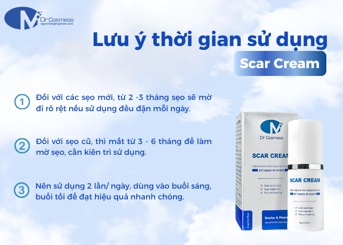 Một số điều cần lưu ý về thời gian sử dụng kem Dr Cosmess Scar Cream