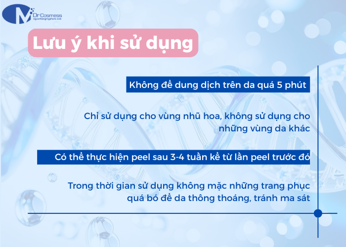 Một số lưu ý khi sử dụng peel hồng nhũ Dr Cosmess Pink Peel
