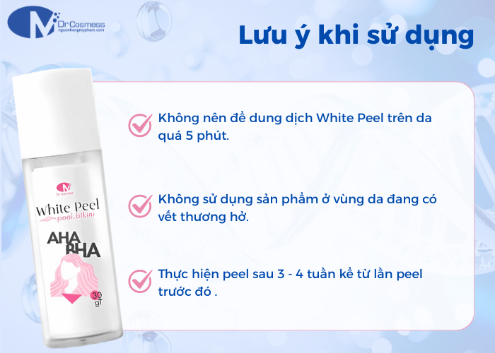 Một số lưu ý khi sử dụng peel hồng vùng kín Dr Cosmess White Peel