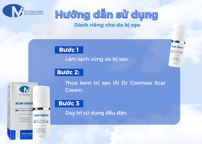 Những bước sử dụng kem trị sẹo lồi Dr Cosmess Scar Cream