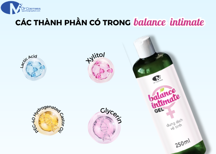 Thành phần chính có trong dung dịch vệ sinh nữ Dr Cosmess Balance Intimate Gel