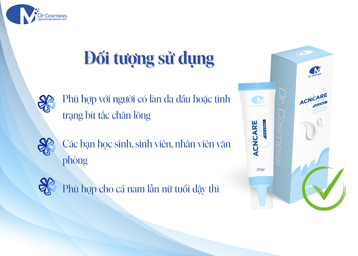 Đối tượng sử dụng sản phẩm kem chấm mụn Acncare Cream