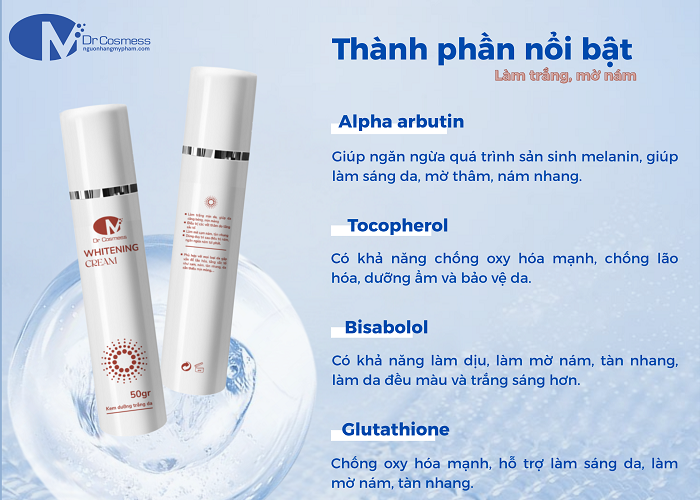 Kem Whitening Cream có chứa các thành phần nổi bật