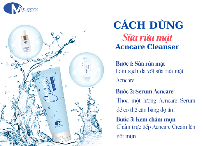 Cách sử dụng của sữa rửa mặt Acncare Cleanser 