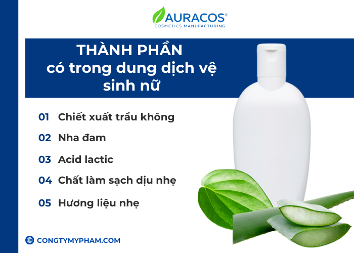 Các thành phần an toàn, lành tính có trong dung dịch vệ sinh nữ.