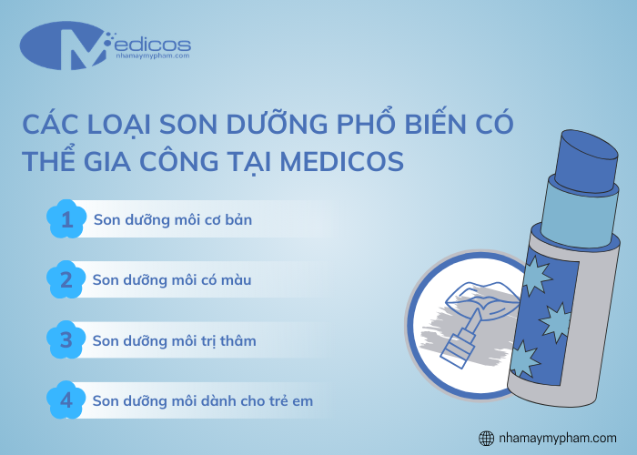 Các loại son dưỡng phổ biến gia công tại Medicos